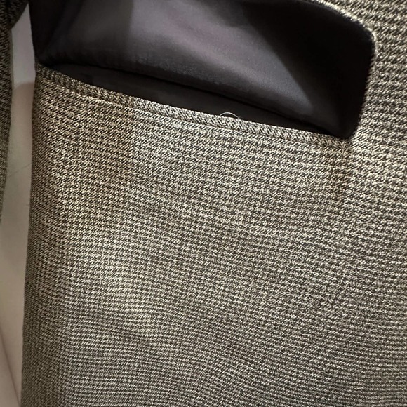 Jos A Bank Silk Wool Blazer Traveler's Collection 44L Houndstooth Brown Tan - Picture 6 of 13